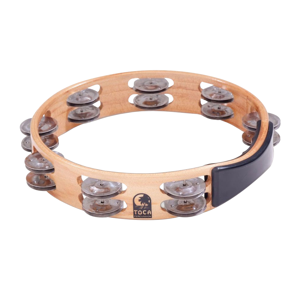 Toca T1010-A Acacia Wood Double Row Tambourine Nickel