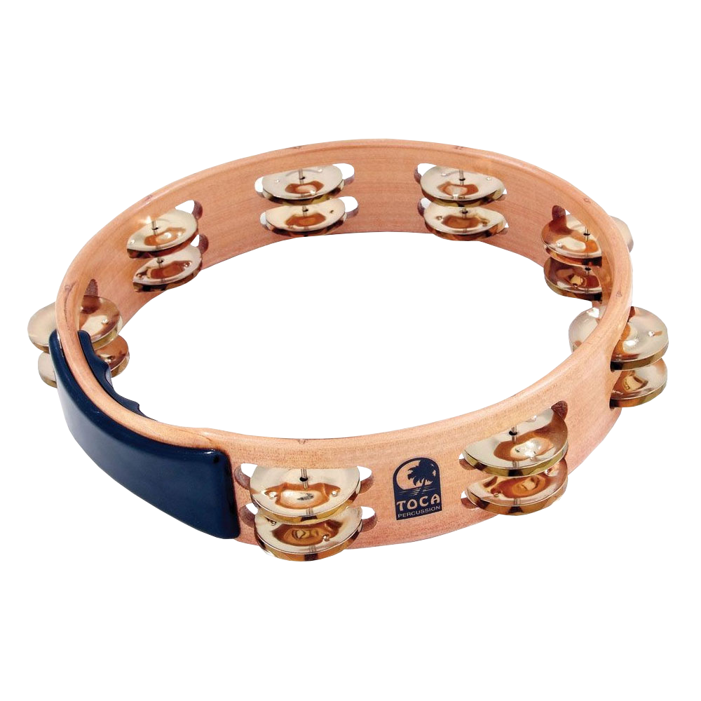 Toca T1010-AB Acacia Wood Double Row Tambourine Brass