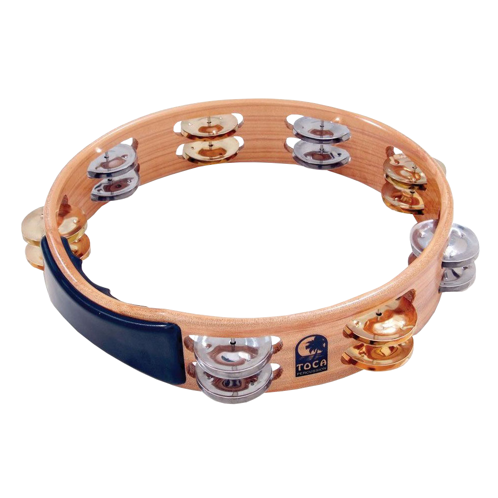 Toca T1010-ABC Acacia Wood Double Row Tambourine Nickel/Brass