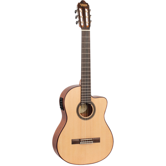 Valencia VC704CE Classical Guitar 4/4 size Solid Top Cutway Electronics with Truss Rod Natural